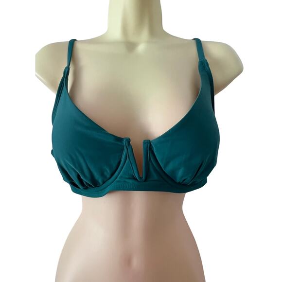 Anne Cole Teal Bikini Top Underwire Bra Removeable Pads Size Medium - Picture 1 of 6